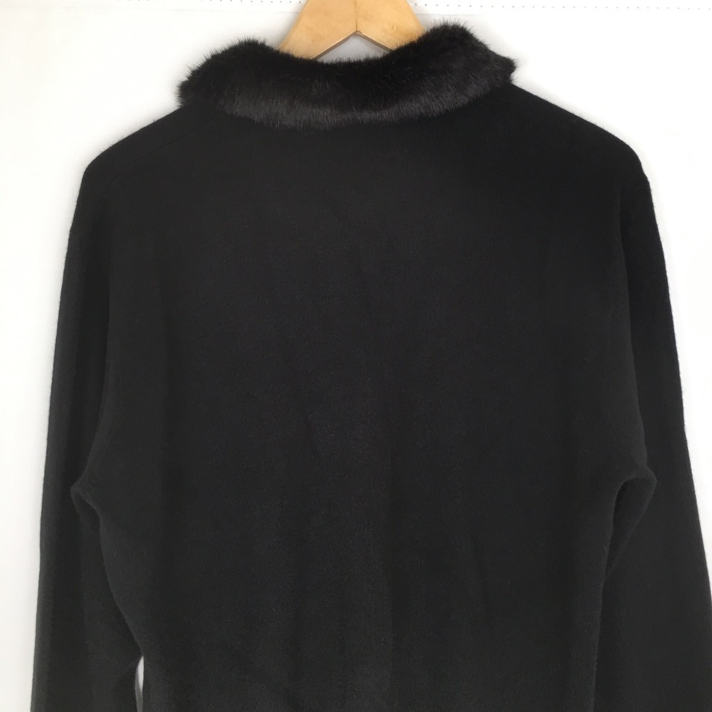 Norton McNaughton Black Sweater Top Faux Fur Collar Women’s Size XL - Picture 7 of 10